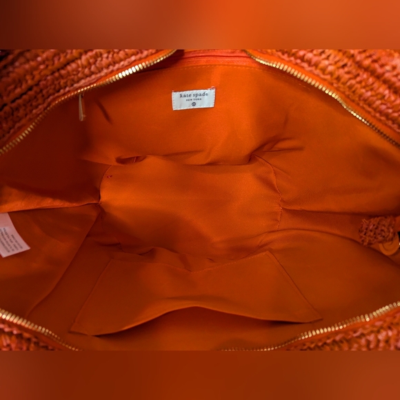 NWT Kate Spade x Target Red Raffia Bow Tote Bag Purse Woven Straw - Picture 4 of 7